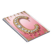 Gold Monogramm C Diamant Buchstabe Rosa Geschenk f Notizblock (Rechte Seite)