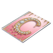 Gold Monogramm C Diamant Buchstabe Rosa Geschenk f Notizblock (Linke Seite)