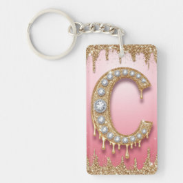Gold Monogramm C Diamant Buchstabe Rosa Geschenk f Schlüsselanhänger