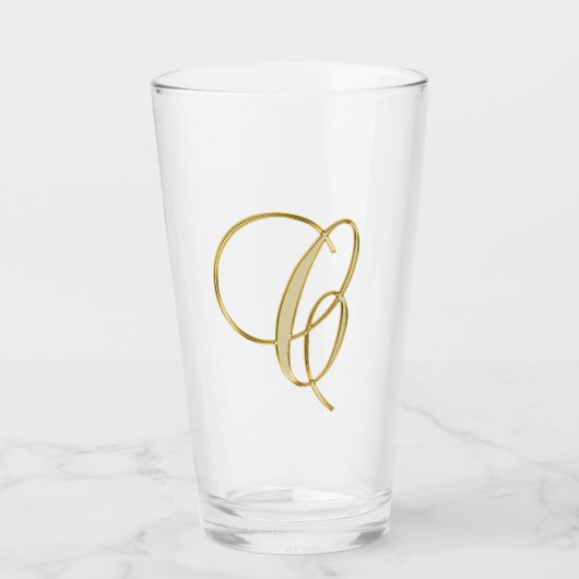 Gold Monogramm C, Letter C Glas (Vorderseite)