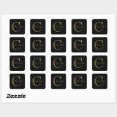 Gold Monogramm C und Name auf einer beliebigen Far Quadratischer Aufkleber (Blatt)