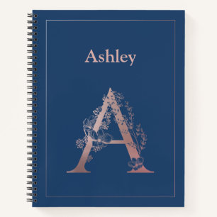 Gold Monogramm der personalisierten Rose Initial A Notizblock