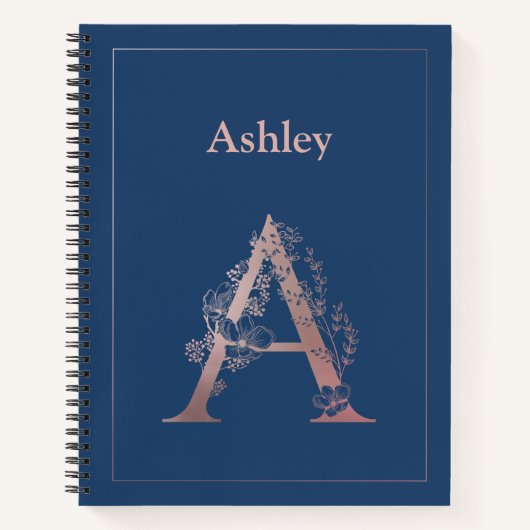 Gold Monogramm der personalisierten Rose Initial A Notizblock (Vorderseite)