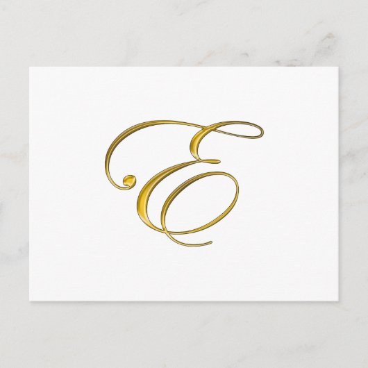 Gold Monogramm E Postkarte (Vorderseite)