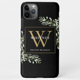Gold Monogramm Elegant Moderne Grüne Schwarz iPhone 11Pro Max Hülle