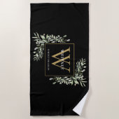Gold Monogramm Elegant Moderne Grüne Schwarz Strandtuch (Vorderseite)
