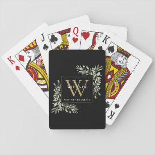 Gold Monogramm Elegante Grüne Moderne Schwarz Spielkarten