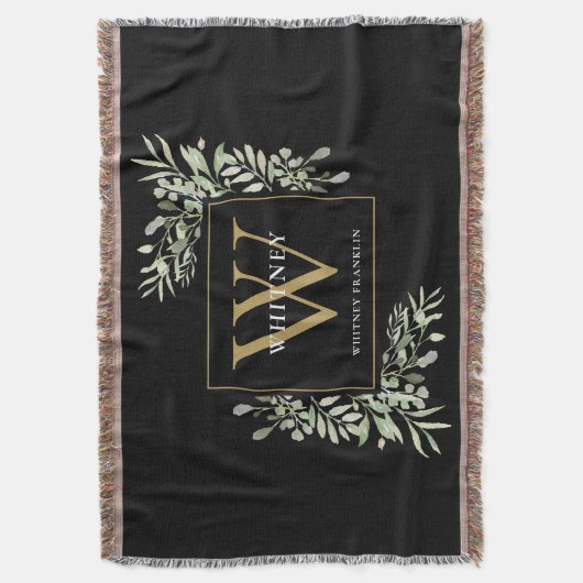 Gold Monogramm Elegante Grüne Schwarz Decke (Vorderseite Vertikal)