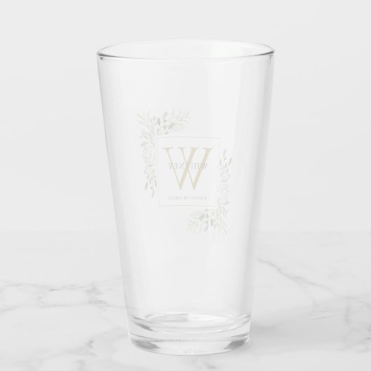 Gold Monogramm Elegantes modernes Grünglas Glas (Rückseite)