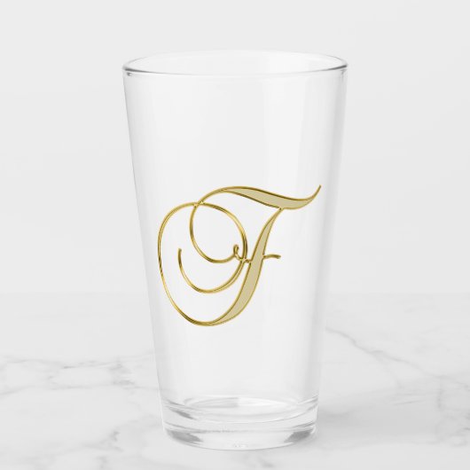 Gold Monogramm F-Glas Glas (Vorderseite)