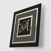 Gold Monogramm Gerahmte Farbe Quadratische Wanduhr (Winkel)