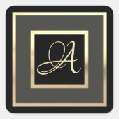 Gold Monogramm Gerahmte Farbe Quadratischer Aufkleber (Vorderseite)