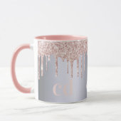Gold-Monogramm-Glitzer-Tropfen der Silber-Rose Tasse (Links)