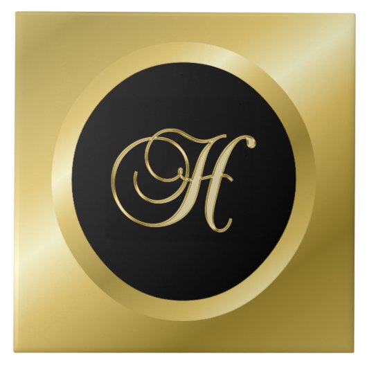 Gold Monogramm H Fliese (Vorderseite)
