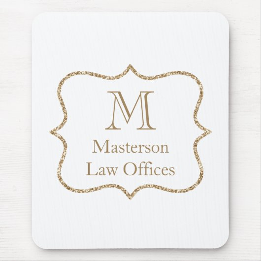 Gold Monogramm Initiale Name Weißgold Trend  Mousepad (Vorne)