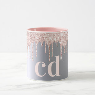 Gold-Monogramm-Initialen der Silber-Rose Tasse