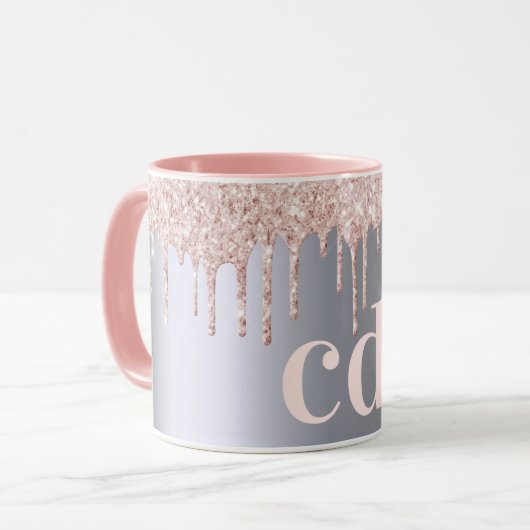 Gold-Monogramm-Initialen der Silber-Rose Tasse (Vorderseite Links)
