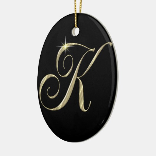 Gold-Monogramm-K-Initialen Keramik Ornament (Links)