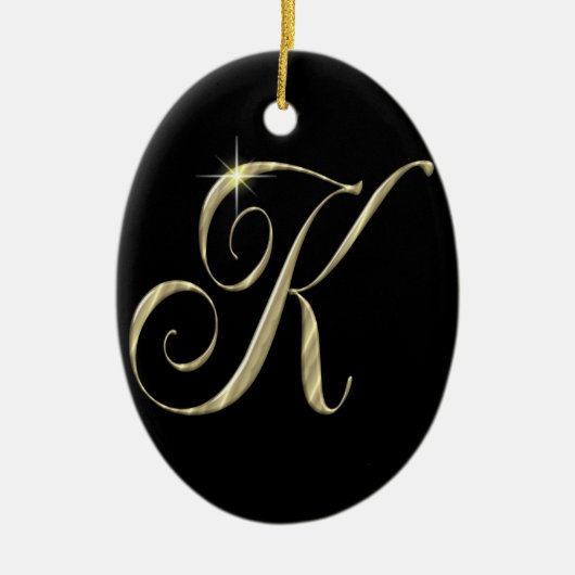 Gold-Monogramm-K-Initialen Keramik Ornament (Vorne)