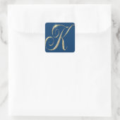 Gold-Monogramm-K-Initialen Quadratischer Aufkleber (Tasche)