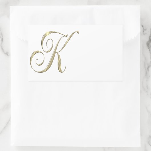 Gold-Monogramm-K-Initialen Rechteckiger Aufkleber (Tasche)