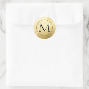 Gold Monogramm klassischer runder Aufkleber
