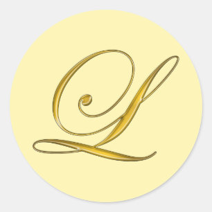 Gold Monogramm L-Umschlag-Siegel-Aufkleber Label Runder Aufkleber
