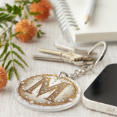 Gold Monogramm M Initial Geschenk für Sie Schlüsselanhänger (Vorderseite rechts)