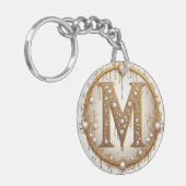 Gold Monogramm M Initial Geschenk für Sie Schlüsselanhänger (Vorderseite links)