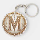 Gold Monogramm M Initial Geschenk für Sie Schlüsselanhänger (Rückseite)