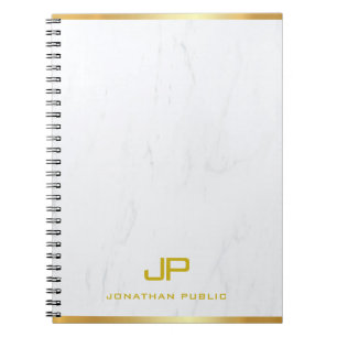 Gold Monogramm Marmor Moderne Vorlage Professional Notizblock