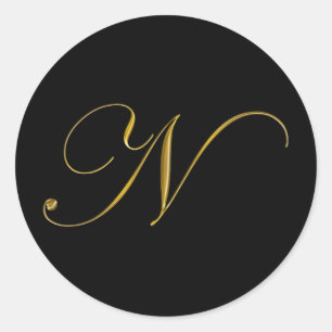 Gold Monogramm N Umschlag Siegel Label Aufkleber