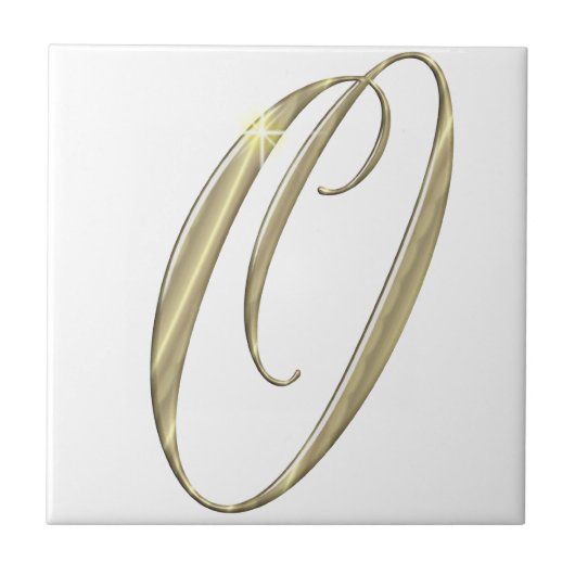 Gold-Monogramm-O-Initialen Fliese (Vorderseite)
