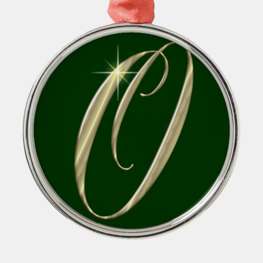 Gold-Monogramm-O-Initialen Silbernes Ornament (Vorne)