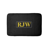 Gold Monogramm oder Name Inside Gray Border on Bla Badematte (Vorderseite)