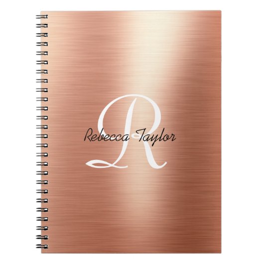 Gold-Monogramm-Plan der eleganten Rose Notizblock (Vorderseite)