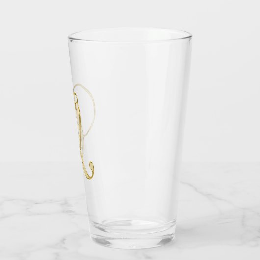 Gold Monogramm Q Glas (Links)