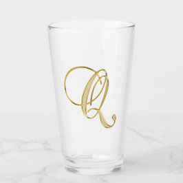 Gold Monogramm Q Glas