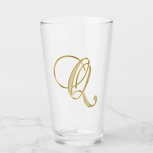 Gold Monogramm Q Glas (Vorderseite)