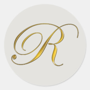 Gold Monogramm R Umschlag Siegel Aufkleber