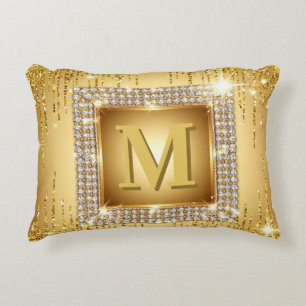 ✨ Gold Monogramm Rahmen Custom Name Design ✨ Dekokissen
