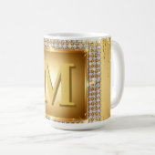 ✨ Gold Monogramm Rahmen mit individuellem Namensde Kaffeetasse (VorderseiteRechts)