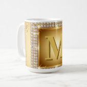 ✨ Gold Monogramm Rahmen mit individuellem Namensde Kaffeetasse (Vorderseite Links)