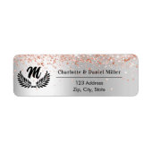 Gold-Monogramm-Rücksendeadresse der Silber-Rose (Vorne)