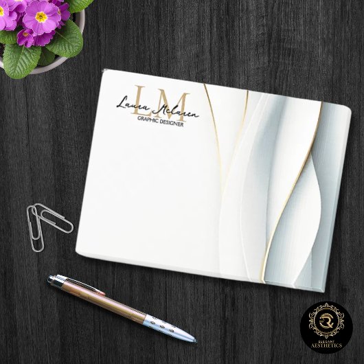 Gold Monogramm-Schriftname Professional Post-it Klebezettel