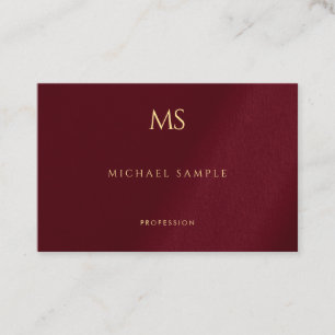 Gold Monogramm Text Bordeaux Vorlage Elegant Visitenkarte
