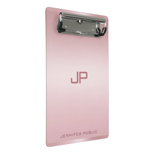 Gold Monogramm-Vorlage für Personalisierte Rose Mini Klemmbrett (Schrägansicht)