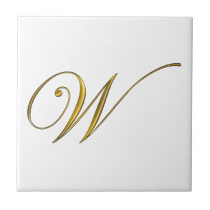 Gold Monogramm W Fliese