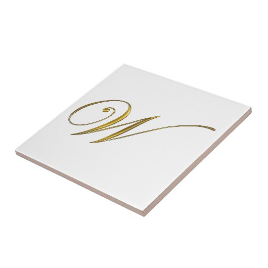 Gold Monogramm W Fliese (Seite)