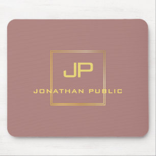 Gold Monogrammed Template Elegant Personalized Mousepad